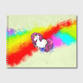 Альбом для рисования с принтом Радужный Единорог в Новосибирске, 100% бумага
 | матовая бумага, плотность 200 мг. | краска | радуга | радужный единорог