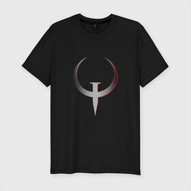Мужская футболка премиум с принтом Quake Champions - Logo в Новосибирске, 92% хлопок, 8% лайкра | приталенный силуэт, круглый вырез ворота, длина до линии бедра, короткий рукав | Тематика изображения на принте: cq | q1 | q2 | q3 | quake champions | quake live