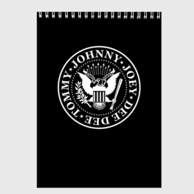 Скетчбук с принтом The Ramones в Новосибирске, 100% бумага
 | 48 листов, плотность листов — 100 г/м2, плотность картонной обложки — 250 г/м2. Листы скреплены сверху удобной пружинной спиралью | punk | ramones | rock | панк | рамонс | рок