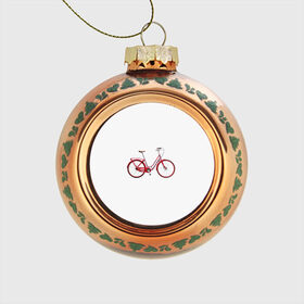 Стеклянный ёлочный шар с принтом Велосипед в Новосибирске, Стекло | Диаметр: 80 мм | Тематика изображения на принте: bicycle | байсикл | велик | красный | москва | педали