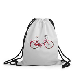 Рюкзак-мешок 3D с принтом Велосипед в Новосибирске, 100% полиэстер | плотность ткани — 200 г/м2, размер — 35 х 45 см; лямки — толстые шнурки, застежка на шнуровке, без карманов и подкладки | Тематика изображения на принте: bicycle | байсикл | велик | красный | москва | педали