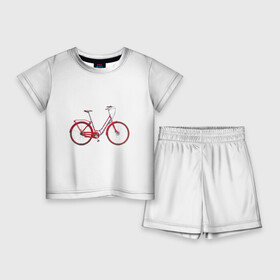 Детский костюм с шортами 3D с принтом Велосипед в Новосибирске,  |  | Тематика изображения на принте: bicycle | байсикл | велик | красный | москва | педали