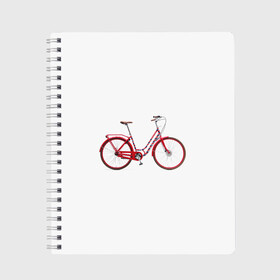 Тетрадь с принтом Велосипед в Новосибирске, 100% бумага | 48 листов, плотность листов — 60 г/м2, плотность картонной обложки — 250 г/м2. Листы скреплены сбоку удобной пружинной спиралью. Уголки страниц и обложки скругленные. Цвет линий — светло-серый
 | bicycle | байсикл | велик | красный | москва | педали