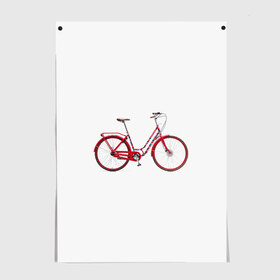 Постер с принтом Велосипед в Новосибирске, 100% бумага
 | бумага, плотность 150 мг. Матовая, но за счет высокого коэффициента гладкости имеет небольшой блеск и дает на свету блики, но в отличии от глянцевой бумаги не покрыта лаком | bicycle | байсикл | велик | красный | москва | педали