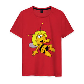 Мужская футболка хлопок с принтом пчелка Майя в Новосибирске, 100% хлопок | прямой крой, круглый вырез горловины, длина до линии бедер, слегка спущенное плечо. | вилли | майя | мая | пчелка | пчёлка майя | флип