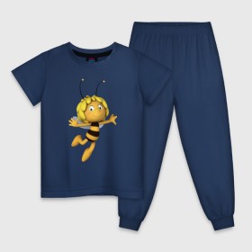 Детская пижама хлопок с принтом пчелка Майя в Новосибирске, 100% хлопок |  брюки и футболка прямого кроя, без карманов, на брюках мягкая резинка на поясе и по низу штанин
 | Тематика изображения на принте: вилли | майя | мая | пчелка | пчёлка майя | флип