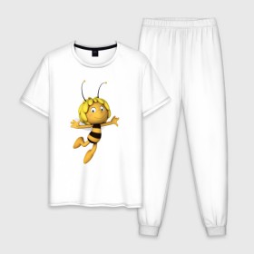 Мужская пижама хлопок с принтом пчелка Майя в Новосибирске, 100% хлопок | брюки и футболка прямого кроя, без карманов, на брюках мягкая резинка на поясе и по низу штанин
 | вилли | майя | мая | пчелка | пчёлка майя | флип