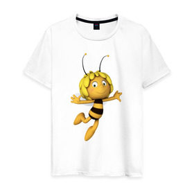 Мужская футболка хлопок с принтом пчелка Майя в Новосибирске, 100% хлопок | прямой крой, круглый вырез горловины, длина до линии бедер, слегка спущенное плечо. | вилли | майя | мая | пчелка | пчёлка майя | флип