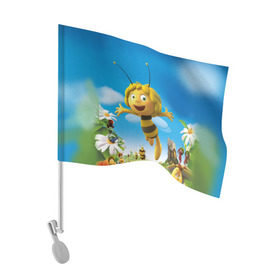 Флаг для автомобиля с принтом Пчелка Майя в Новосибирске, 100% полиэстер | Размер: 30*21 см | вилли | майя | мая | пчелка | пчёлка майя | флип