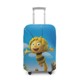 Чехол для чемодана 3D с принтом Пчелка Майя в Новосибирске, 86% полиэфир, 14% спандекс | двустороннее нанесение принта, прорези для ручек и колес | Тематика изображения на принте: вилли | майя | мая | пчелка | пчёлка майя | флип