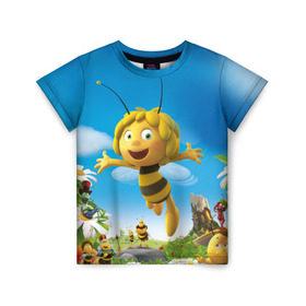Детская футболка 3D с принтом Пчелка Майя в Новосибирске, 100% гипоаллергенный полиэфир | прямой крой, круглый вырез горловины, длина до линии бедер, чуть спущенное плечо, ткань немного тянется | вилли | майя | мая | пчелка | пчёлка майя | флип