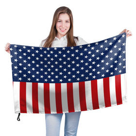 Флаг 3D с принтом Флаг США в Новосибирске, 100% полиэстер | плотность ткани — 95 г/м2, размер — 67 х 109 см. Принт наносится с одной стороны | flag | usa | патриотизм | сша | флаг