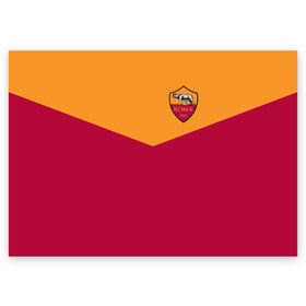 Поздравительная открытка с принтом A S Roma - Yellow and Red в Новосибирске, 100% бумага | плотность бумаги 280 г/м2, матовая, на обратной стороне линовка и место для марки
 | Тематика изображения на принте: рим | рома