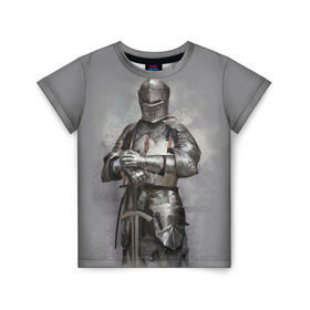 Детская футболка 3D с принтом Рыцарь в Новосибирске, 100% гипоаллергенный полиэфир | прямой крой, круглый вырез горловины, длина до линии бедер, чуть спущенное плечо, ткань немного тянется | боец | воин | доспехи | король | латы | меч | рыцарь
