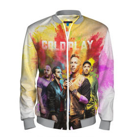 Мужской бомбер 3D с принтом Coldplay в Новосибирске, 100% полиэстер | застегивается на молнию, по бокам два кармана без застежек, по низу бомбера и на воротнике - эластичная резинка | cold play | rock | колд плей | колд плэй | колдплей | колдплэй | рок