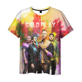 Мужская футболка 3D с принтом Coldplay в Новосибирске, 100% полиэфир | прямой крой, круглый вырез горловины, длина до линии бедер | cold play | rock | колд плей | колд плэй | колдплей | колдплэй | рок