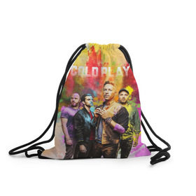 Рюкзак-мешок 3D с принтом Coldplay в Новосибирске, 100% полиэстер | плотность ткани — 200 г/м2, размер — 35 х 45 см; лямки — толстые шнурки, застежка на шнуровке, без карманов и подкладки | cold play | rock | колд плей | колд плэй | колдплей | колдплэй | рок