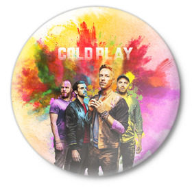 Значок с принтом Coldplay в Новосибирске,  металл | круглая форма, металлическая застежка в виде булавки | cold play | rock | колд плей | колд плэй | колдплей | колдплэй | рок