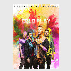 Скетчбук с принтом Coldplay в Новосибирске, 100% бумага
 | 48 листов, плотность листов — 100 г/м2, плотность картонной обложки — 250 г/м2. Листы скреплены сверху удобной пружинной спиралью | cold play | rock | колд плей | колд плэй | колдплей | колдплэй | рок