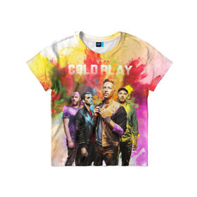 Детская футболка 3D с принтом Coldplay в Новосибирске, 100% гипоаллергенный полиэфир | прямой крой, круглый вырез горловины, длина до линии бедер, чуть спущенное плечо, ткань немного тянется | cold play | rock | колд плей | колд плэй | колдплей | колдплэй | рок
