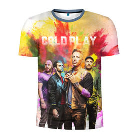 Мужская футболка 3D спортивная с принтом Coldplay в Новосибирске, 100% полиэстер с улучшенными характеристиками | приталенный силуэт, круглая горловина, широкие плечи, сужается к линии бедра | cold play | rock | колд плей | колд плэй | колдплей | колдплэй | рок