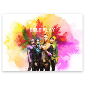 Поздравительная открытка с принтом Coldplay в Новосибирске, 100% бумага | плотность бумаги 280 г/м2, матовая, на обратной стороне линовка и место для марки
 | cold play | rock | колд плей | колд плэй | колдплей | колдплэй | рок