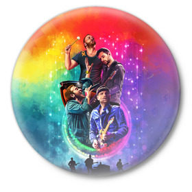 Значок с принтом Coldplay в Новосибирске,  металл | круглая форма, металлическая застежка в виде булавки | 