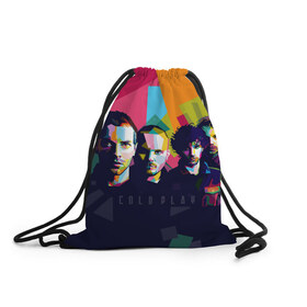 Рюкзак-мешок 3D с принтом Coldplay в Новосибирске, 100% полиэстер | плотность ткани — 200 г/м2, размер — 35 х 45 см; лямки — толстые шнурки, застежка на шнуровке, без карманов и подкладки | cold play | rock | колд плей | колд плэй | колдплей | колдплэй | рок