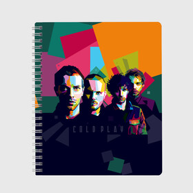Тетрадь с принтом Coldplay в Новосибирске, 100% бумага | 48 листов, плотность листов — 60 г/м2, плотность картонной обложки — 250 г/м2. Листы скреплены сбоку удобной пружинной спиралью. Уголки страниц и обложки скругленные. Цвет линий — светло-серый
 | cold play | rock | колд плей | колд плэй | колдплей | колдплэй | рок