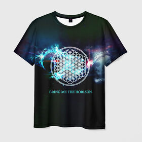 Мужская футболка 3D с принтом Bring Me the Horizon космос в Новосибирске, 100% полиэфир | прямой крой, круглый вырез горловины, длина до линии бедер | bmth | bring me the horizon | альтернативный метал | альтернативный рок | группа | достань для меня горизонт | дэткор | метал | рок | электроник рок