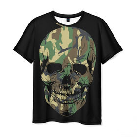 Мужская футболка 3D с принтом Череп Армия в Новосибирске, 100% полиэфир | прямой крой, круглый вырез горловины, длина до линии бедер | army | biker | ffm | skeleton | skull | армия | байкер | камуфляж | каска | скелет | череп | шлем