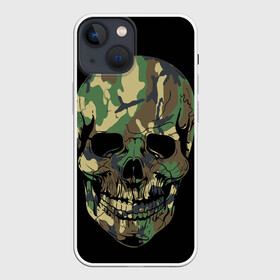 Чехол для iPhone 13 mini с принтом Череп Армия в Новосибирске,  |  | Тематика изображения на принте: army | biker | ffm | skeleton | skull | армия | байкер | камуфляж | каска | скелет | череп | шлем