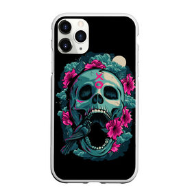 Чехол для iPhone 11 Pro матовый с принтом Dia de Muertos в Новосибирске, Силикон |  | Тематика изображения на принте: кости | праздник | птица | скелет | хэллоуин | цветы | череп