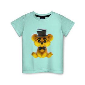 Детская футболка хлопок с принтом Golden Freddy в Новосибирске, 100% хлопок | круглый вырез горловины, полуприлегающий силуэт, длина до линии бедер | five nights at freddys | golden freddy | золотой фредди | медведь | мишка