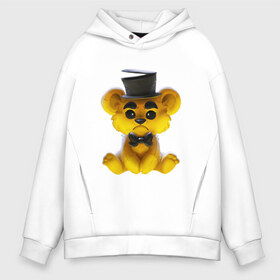 Мужское худи Oversize хлопок с принтом Golden Freddy в Новосибирске, френч-терри — 70% хлопок, 30% полиэстер. Мягкий теплый начес внутри —100% хлопок | боковые карманы, эластичные манжеты и нижняя кромка, капюшон на магнитной кнопке | five nights at freddys | golden freddy | золотой фредди | медведь | мишка