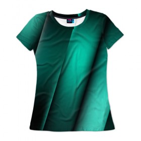 Женская футболка 3D с принтом Emerald lines в Новосибирске, 100% полиэфир ( синтетическое хлопкоподобное полотно) | прямой крой, круглый вырез горловины, длина до линии бедер | абстракция | геометрия | зеленый
