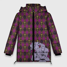 Женская зимняя куртка 3D с принтом Killer Queen x Kira Yoshikage в Новосибирске, верх — 100% полиэстер; подкладка — 100% полиэстер; утеплитель — 100% полиэстер | длина ниже бедра, силуэт Оверсайз. Есть воротник-стойка, отстегивающийся капюшон и ветрозащитная планка. 

Боковые карманы с листочкой на кнопках и внутренний карман на молнии | jojo | killer queen | kira yoshikage