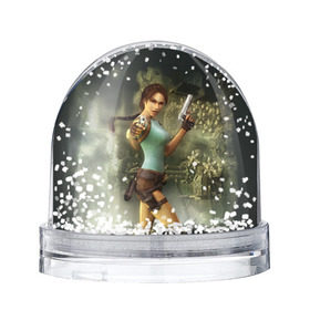 Снежный шар с принтом TOMB RAIDER в Новосибирске, Пластик | Изображение внутри шара печатается на глянцевой фотобумаге с двух сторон | game | girl | gun | lara croft | tomb raider | девушка | игра | оружие | пистолет