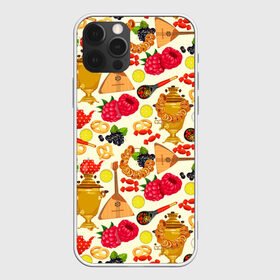 Чехол для iPhone 12 Pro Max с принтом Народная кухня в Новосибирске, Силикон |  | балалайка | еда | малина | малинки | матрешка | на руси | патриот | паттерн | русский | русь | самовар | сушки | тренды | чай | черника