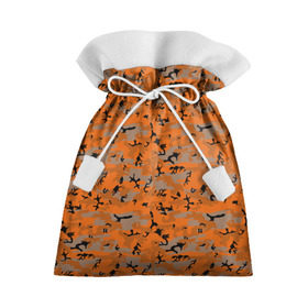 Подарочный 3D мешок с принтом Осенний камуфляж в Новосибирске, 100% полиэстер | Размер: 29*39 см | Тематика изображения на принте: военный | оронжевый | серый | черный