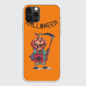 Чехол для iPhone 12 Pro Max с принтом Тыква с косой в Новосибирске, Силикон |  | halloween | helloween | голова | день всех святых | коса | светильник джека | фонарт джека | хеллоуин | хеловин | хэллоуин