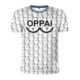 Мужская футболка 3D спортивная с принтом OPPAI в Новосибирске, 100% полиэстер с улучшенными характеристиками | приталенный силуэт, круглая горловина, широкие плечи, сужается к линии бедра | anime | onepunchman | oppai | saitama | аниме | ванпанчмен | сайтама