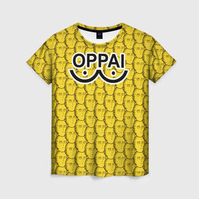Женская футболка 3D с принтом OPPAI в Новосибирске, 100% полиэфир ( синтетическое хлопкоподобное полотно) | прямой крой, круглый вырез горловины, длина до линии бедер | anime | onepunchman | saitama | аниме | ванпанчмен | сайтама