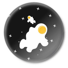Значок с принтом Космические яйца в Новосибирске,  металл | круглая форма, металлическая застежка в виде булавки | галактика | звезды | ночь | яичница
