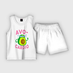 Детская пижама с шортами хлопок с принтом Avo Cardio в Новосибирске,  |  | Тематика изображения на принте: авокадо | еда | кардио | спорт