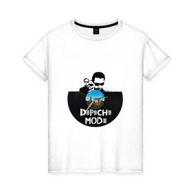 Женская футболка хлопок с принтом Depeche Mode винил в Новосибирске, 100% хлопок | прямой крой, круглый вырез горловины, длина до линии бедер, слегка спущенное плечо | 