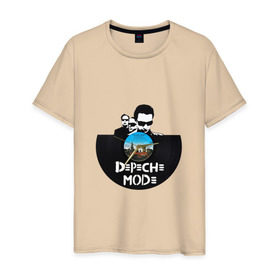 Мужская футболка хлопок с принтом Depeche Mode винил в Новосибирске, 100% хлопок | прямой крой, круглый вырез горловины, длина до линии бедер, слегка спущенное плечо. | 