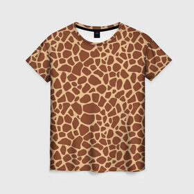 Женская футболка 3D с принтом Жираф в Новосибирске, 100% полиэфир ( синтетическое хлопкоподобное полотно) | прямой крой, круглый вырез горловины, длина до линии бедер | africa | afro | etnos | girafe | африка | афро | жираф | этно