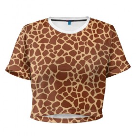 Женская футболка 3D укороченная с принтом Жираф в Новосибирске, 100% полиэстер | круглая горловина, длина футболки до линии талии, рукава с отворотами | africa | afro | etnos | girafe | африка | афро | жираф | этно