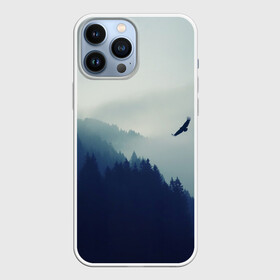 Чехол для iPhone 13 Pro Max с принтом ОРЁЛ НАД ЛЕСОМ   EAGLE OVER THE FOREST в Новосибирске,  |  | bird | dark | fog | forest | heaven | jh k | ktc | sky | texture | деревья | животные | лес | небо | орел | природа | птица | птицы | текстуры | тёмный лес | туман